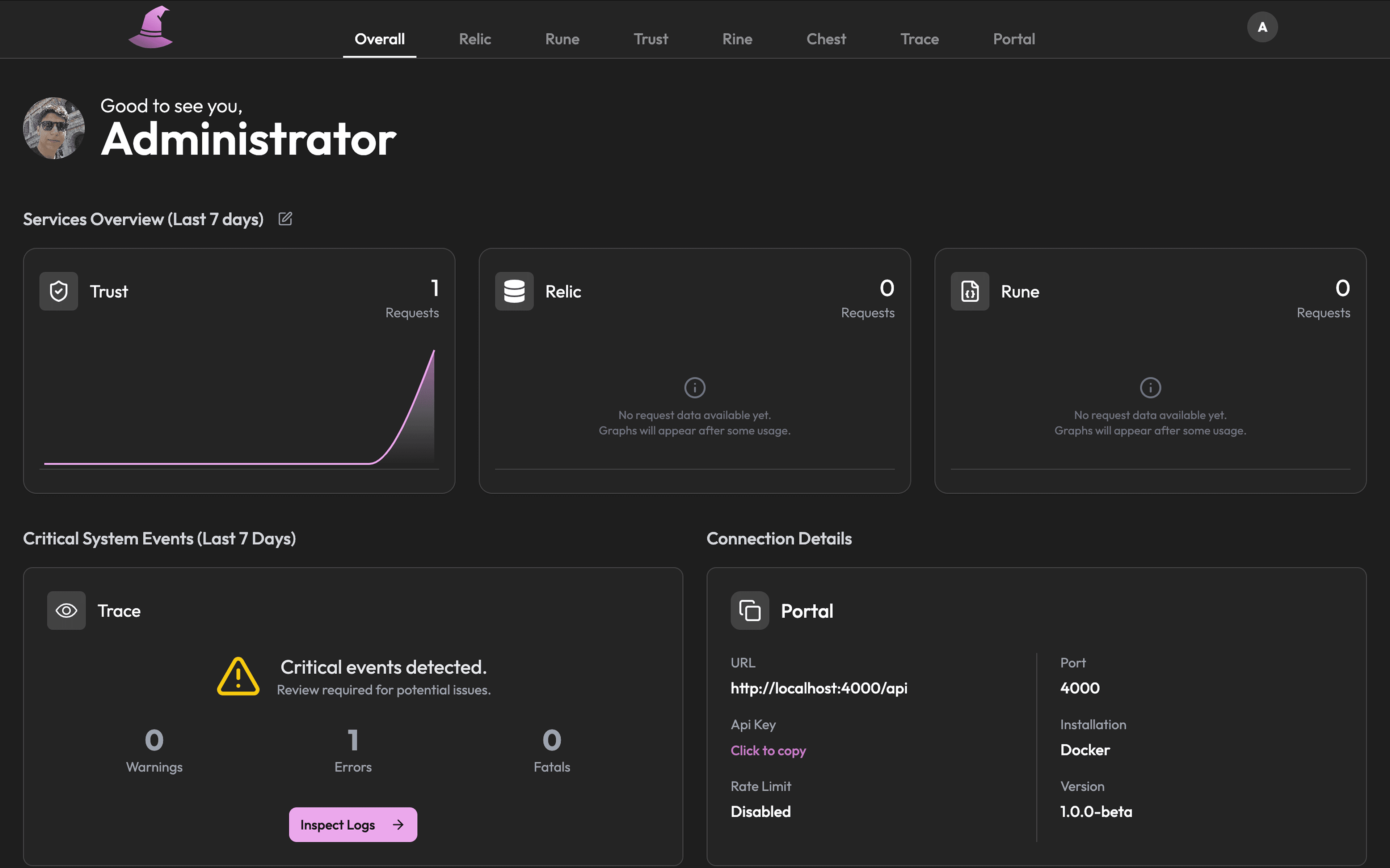 Mystra project dashboard